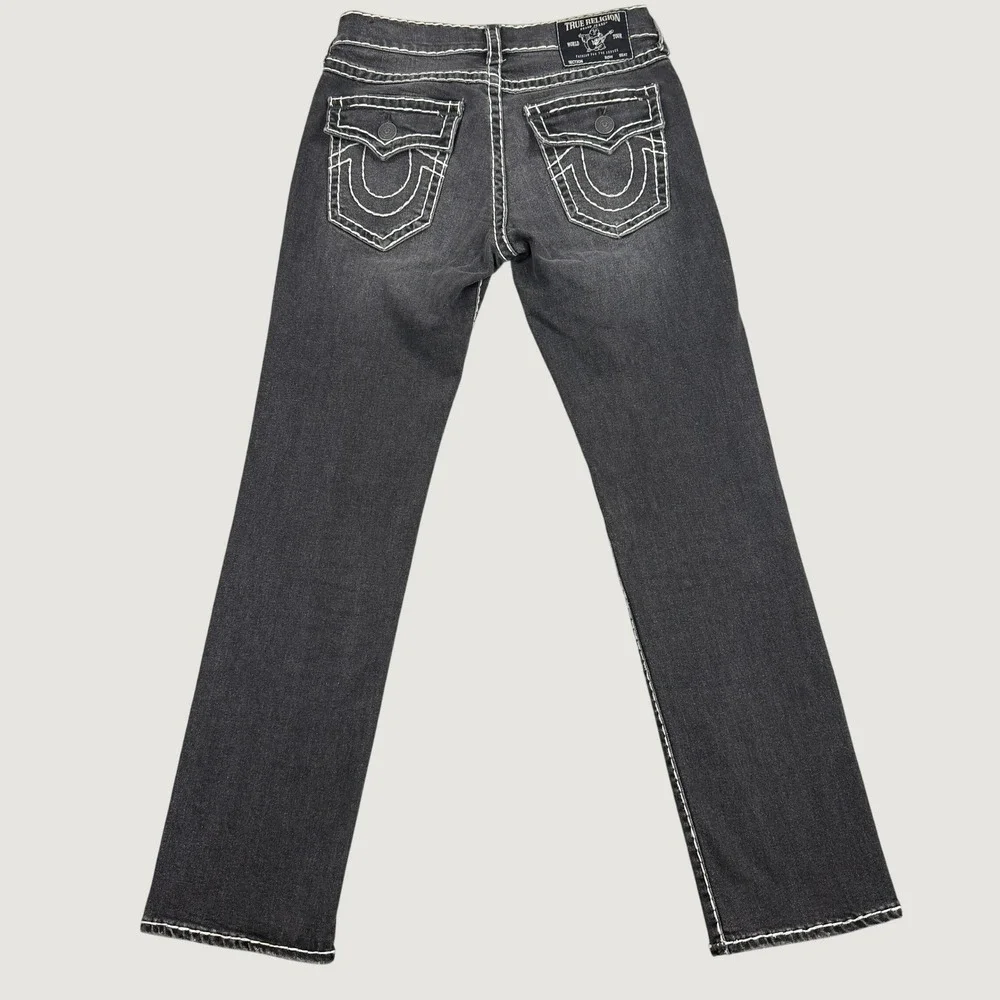 True Religion Ricky Jeans Men 31 Black Selvedge Super T Contrast Stitch Acid Y2K